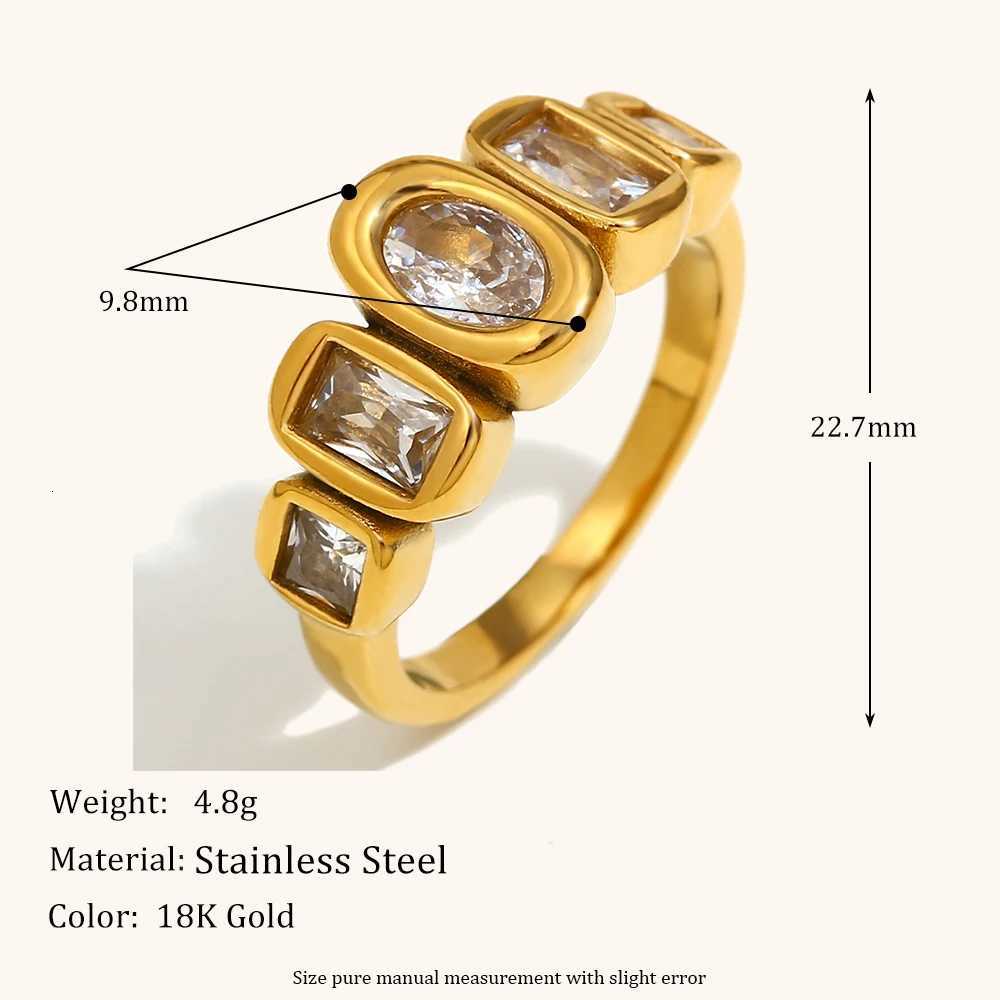La Muses Geometric Shiny Zircon Arrangement Stainless Steel Womens Ring 18K PVD Plated Fashion Jewelry GiftXJ251031