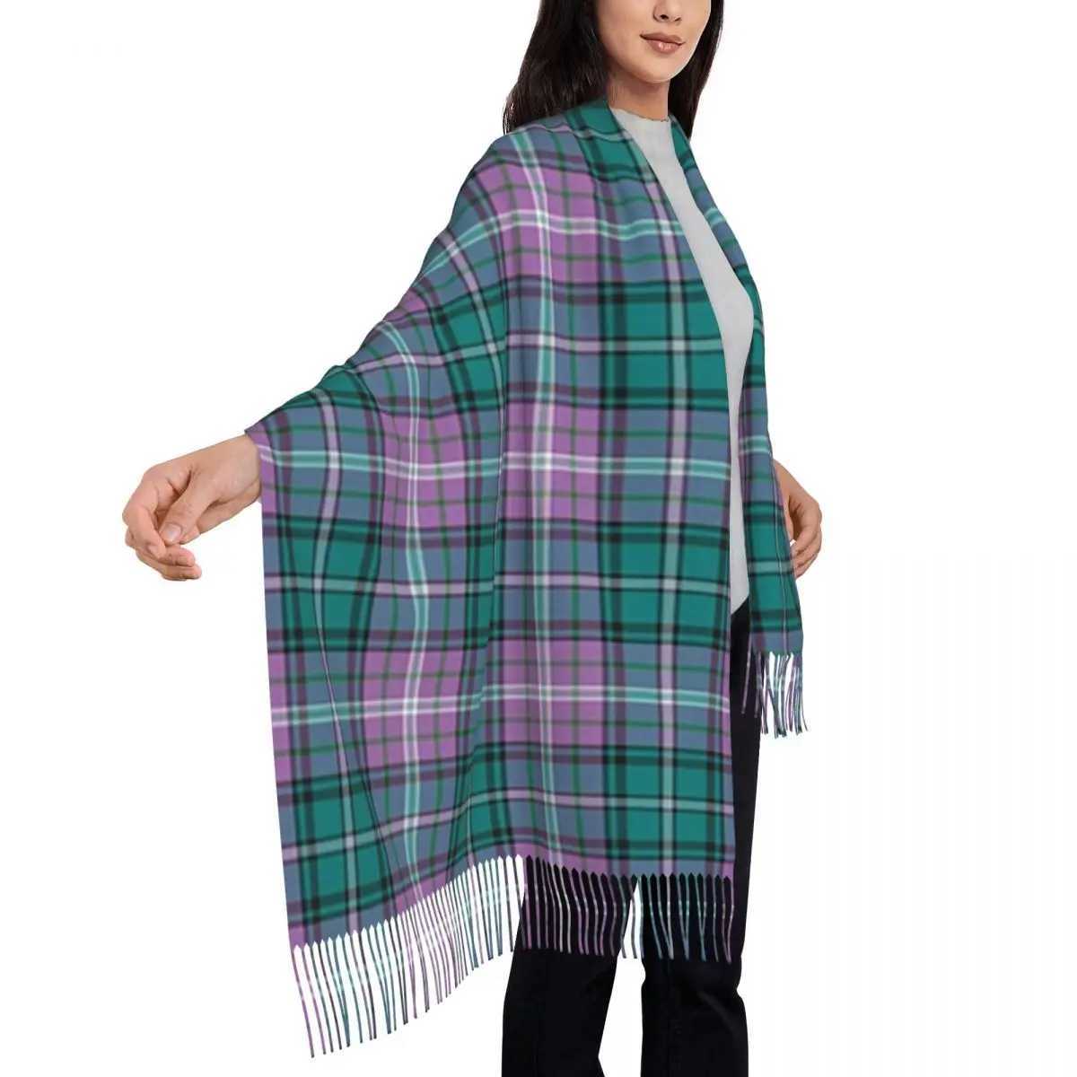 Purple Scottish Tartan Plaid Scarf Tassel Scarves Women Soft Warm Shawls and Wraps Long Fall Winter Shawl WrapW251030