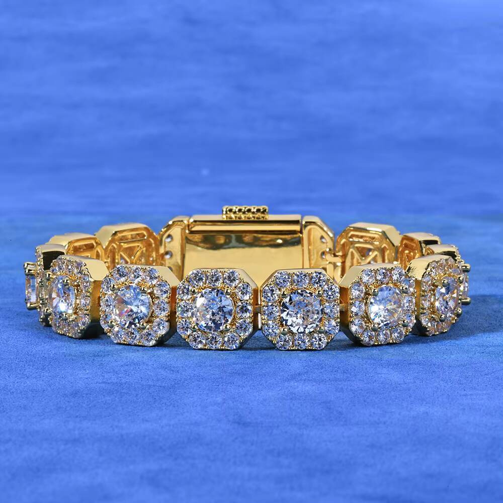 Bling Iced Out Bracelet Tennis Diamond Bracelets for Men 10mm Square Shape Cluster Tennis Chain Men Hiphop Jewelry