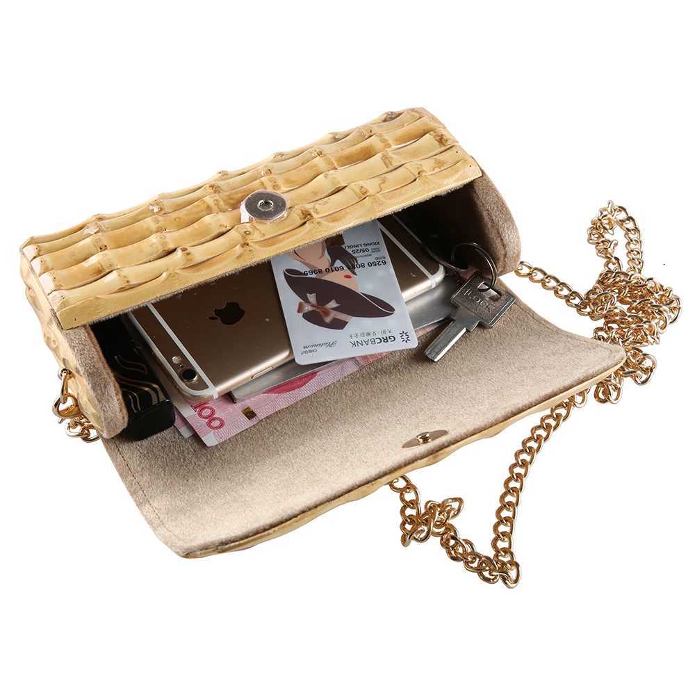 Nilerun Brand Long Adjustable Chain Unique Handmade Natural Wood Rattan Straw Bamboo Root Cross Body Shoulder Messenger Bag W251031