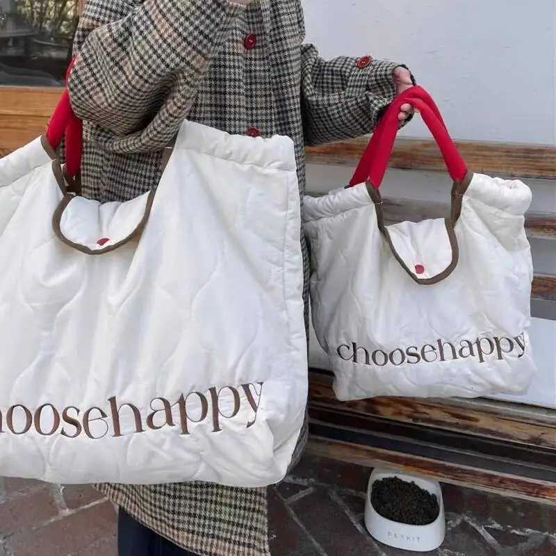 Korean Style Designer Women Tote Bag Embriodery Letter Large Tote Handbags Color Matching Student Nylon Shoulder Bag W251031