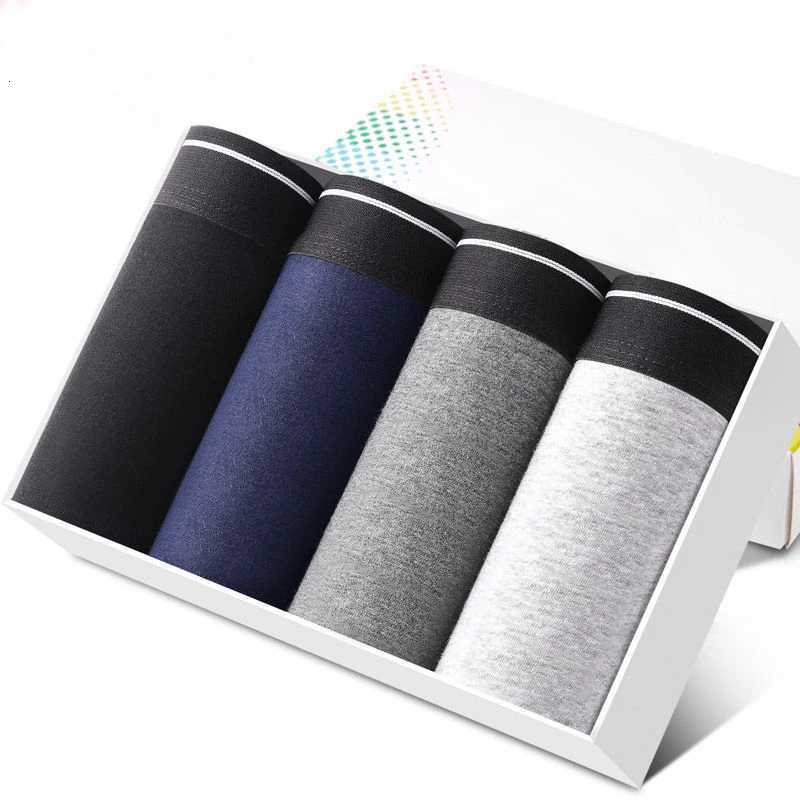 4pcs Mens Panties Sexy Shorts Cotton Underwear Male Breathable Boxers Solid Boxershorts Brand UnderpantsT251031