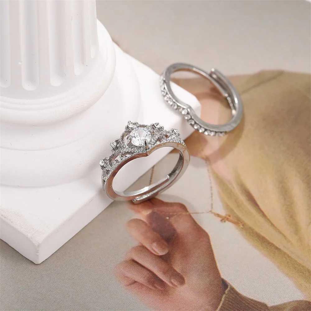 24pcs Set Sihny Full Rhinestone Crown Rings for Women Teens Crytal Paved Fancy Kpop Adjustable Party Gift Queen Ring JewelryXJ251031