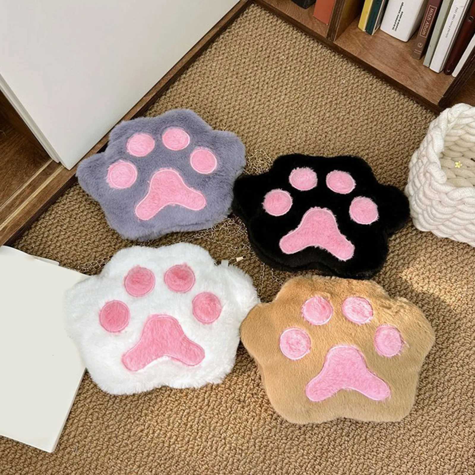 Cute Bag Girl Crossbody Bag Soft Cute Girl Cartoon Plush Bag Baby Shoulder Bag Delicate Cat Paw Shaped Crossbody Bag Gift W251031