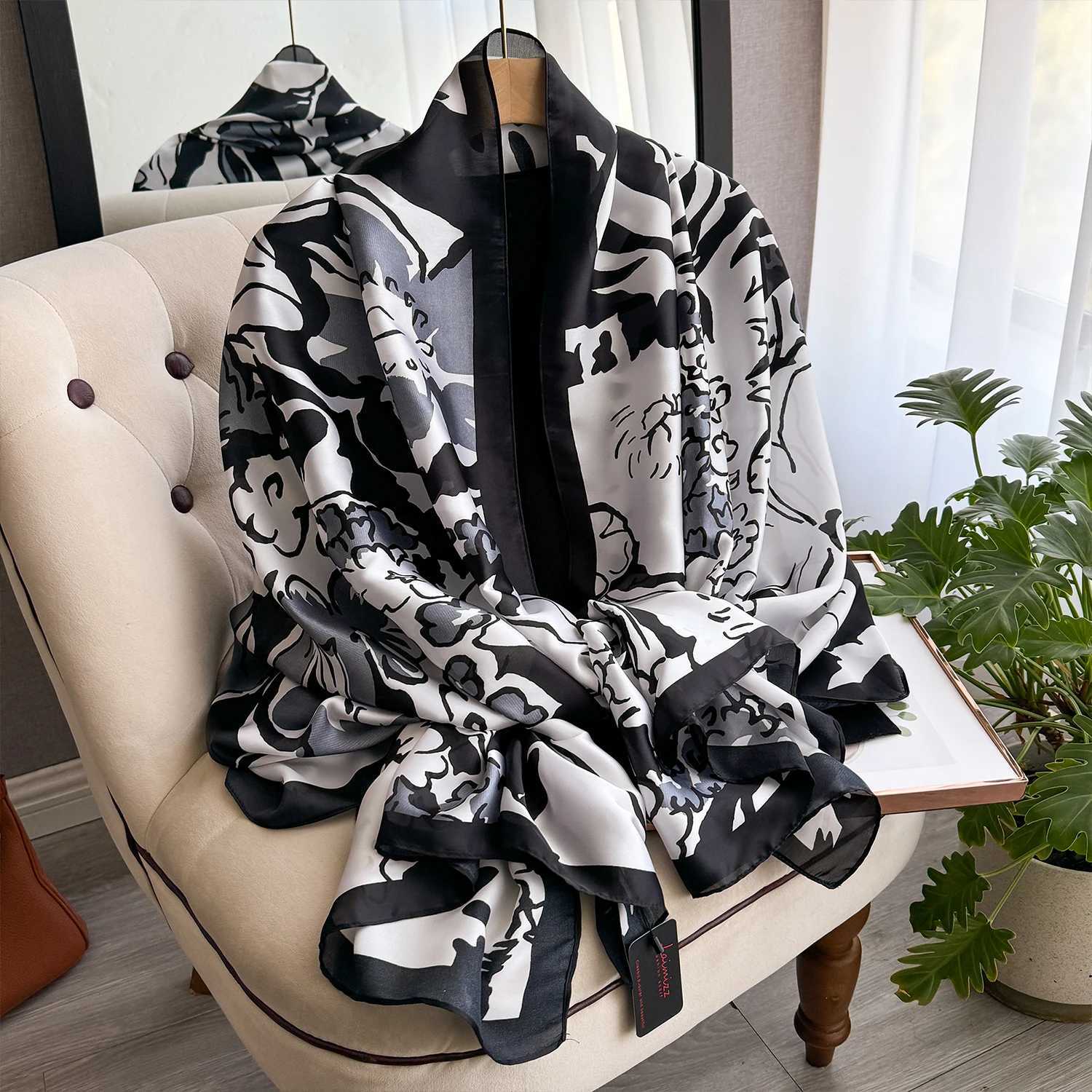 NEW Elegance Scarf Spring Summer Women Beach Sunscreen Fashion Party Shawl China Quality Silk Lady Popular Print Scarves HijabW251030