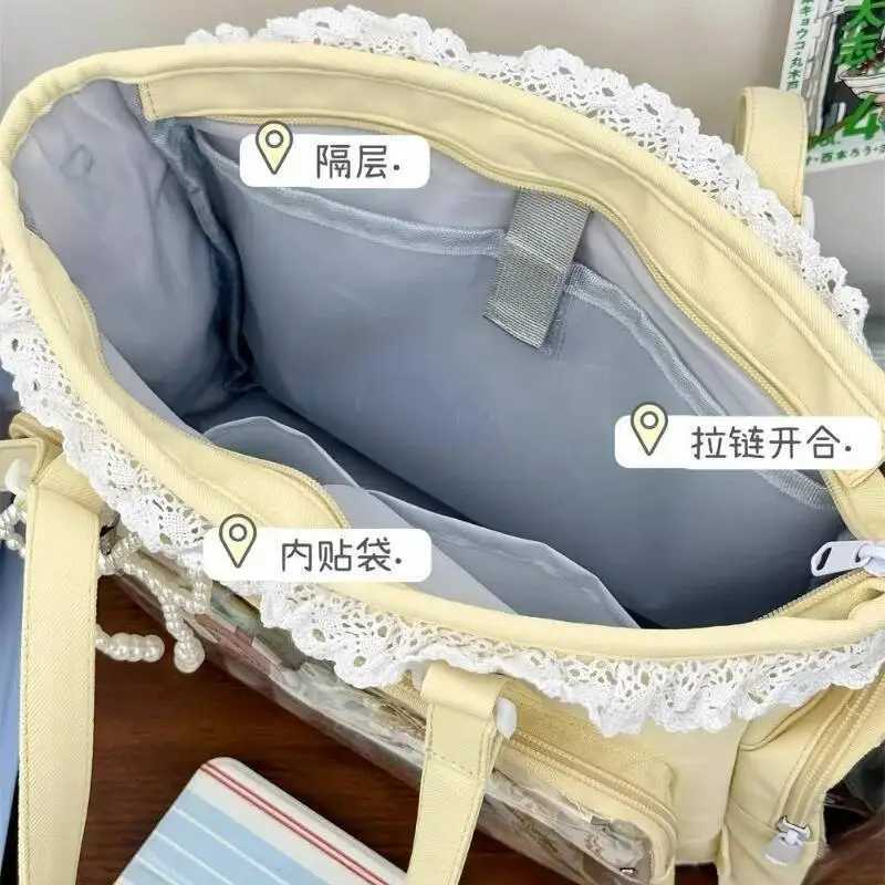 Y2K Cute Japanese Ins Ita Bag Lolita Girl Transparent Tote Crossbody Bag Large Capacity Casual Shoulder Bag DIY Display Handbags W251031