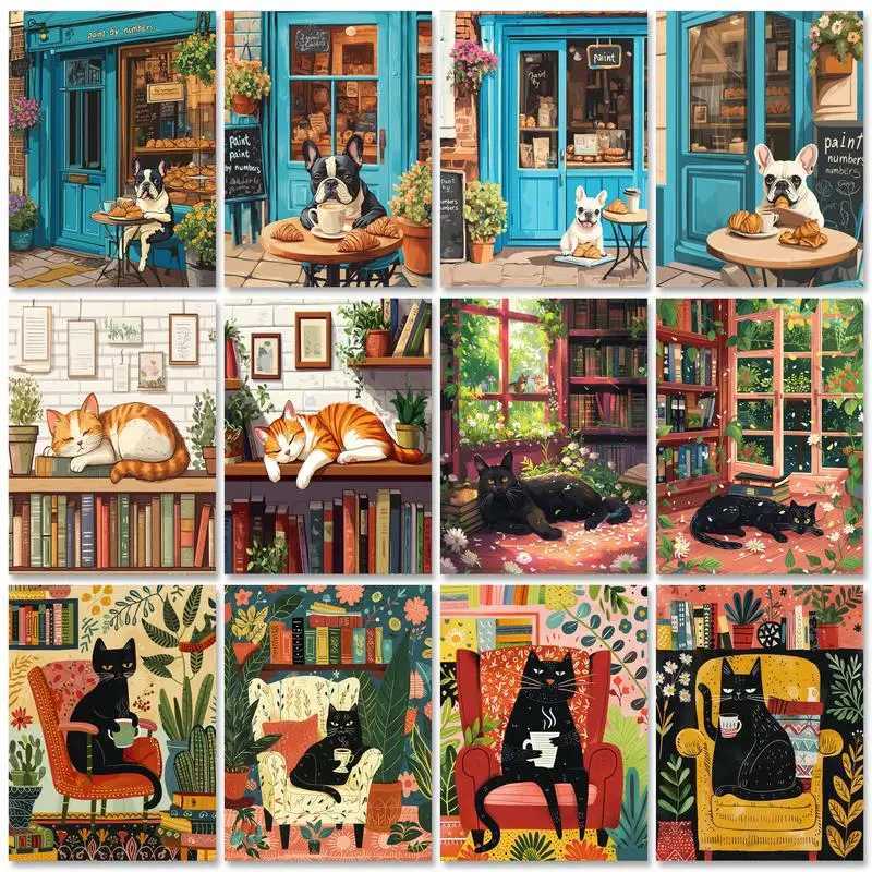RUOPOTY Frame Diy Painting By Numbers Illustration Kits Cat Picture Coloring By Numbers For Adults Handicrafts For Diy Crafts C251031