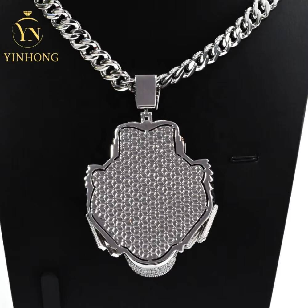 Micro Pave Vvs Moissanite 3D Lion Head Pendant 925 Sterling Silver Vvs Moissanite Diamond Hip Hop Men Necklace