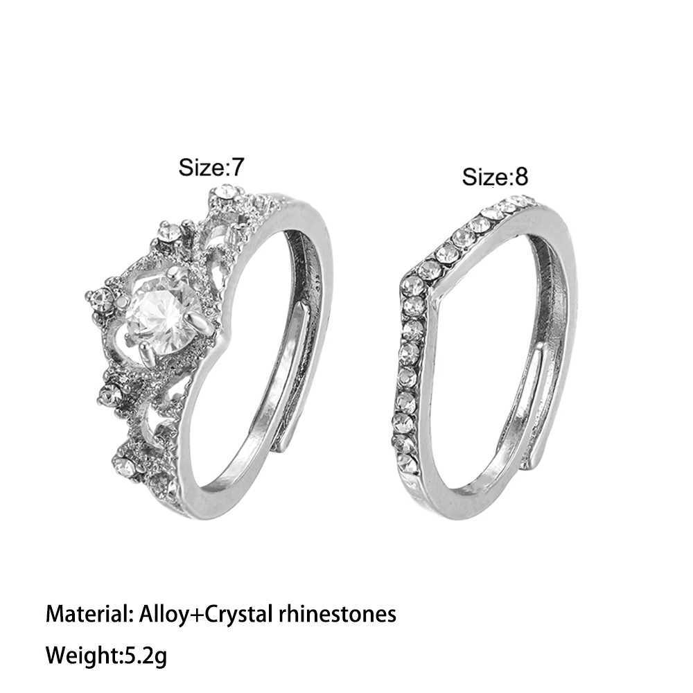 24pcs Set Sihny Full Rhinestone Crown Rings for Women Teens Crytal Paved Fancy Kpop Adjustable Party Gift Queen Ring JewelryXJ251031