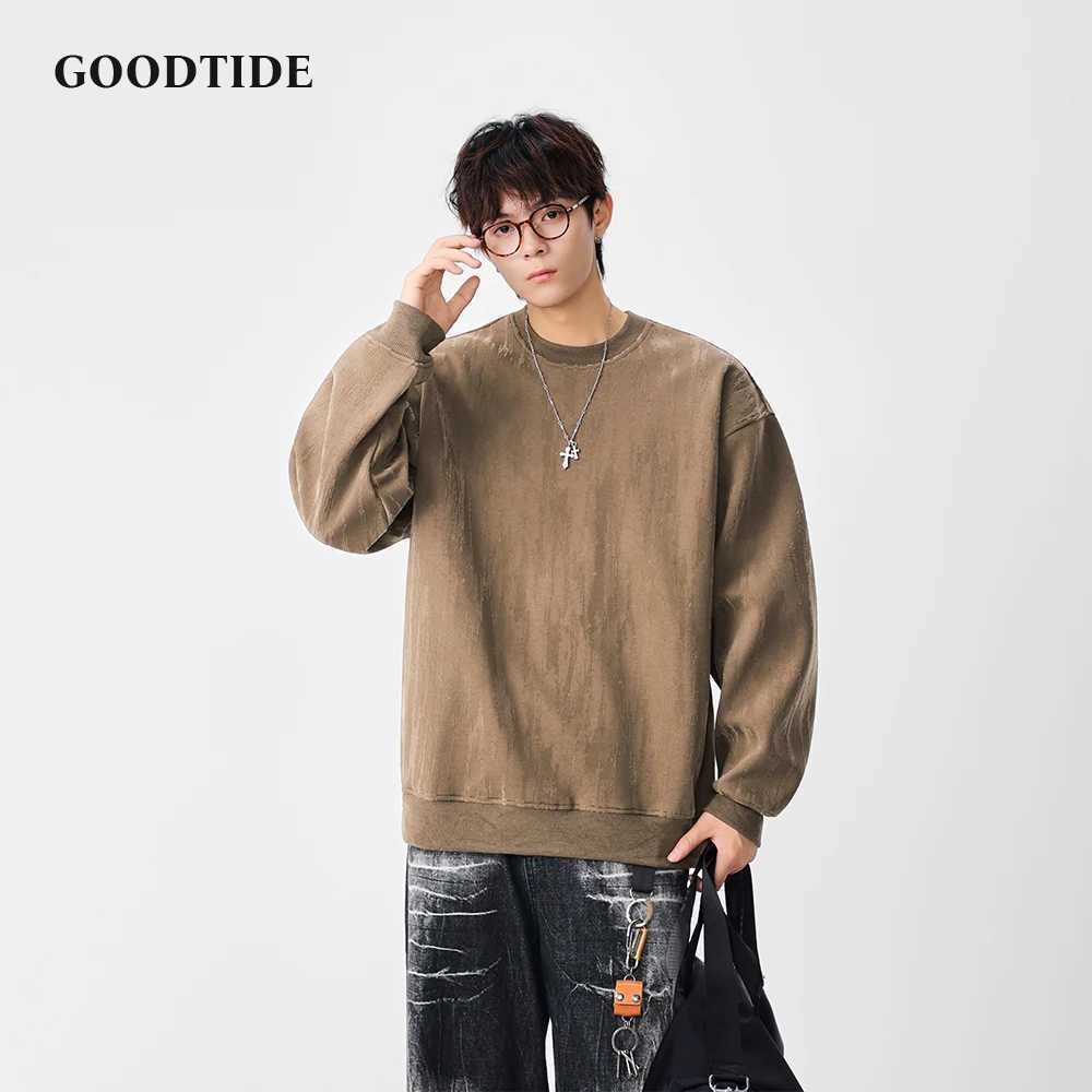 Fashion Mens Casual Crew Neck Sweatshirt 2025 Winter New Textured Pattern Comfortable Soft Long Sleeve Pullover Top J251031