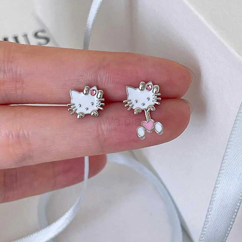 Sanrio 1Pair Kawaii Hello Kitty Earrings Cute Cartoon Stud Earrings For Women Girls Trendy Sweet Earrings Jewelry Accessories L251031