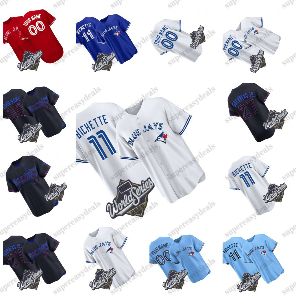 2026 Blue Jays 2025 World Series 27 Guerrero Jr Jersey 11 Bo Bichette Alejandro Kirk Alek Manoah George Springer Daniel Vogelbach Daulton Varsho Jerseys