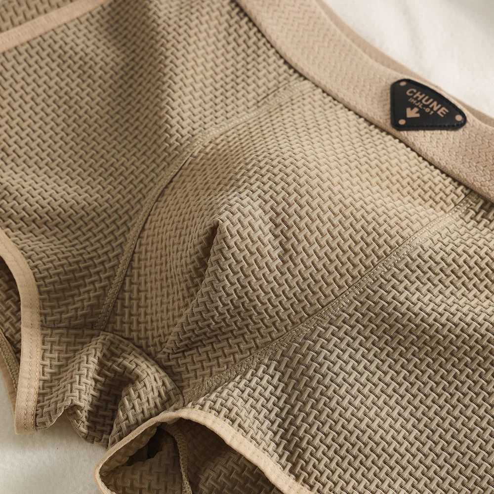 3PCSPack Fashion Ice Silk Knitted Plaid Boxers Breathable Comfort Mesh Crotch Underpants Super Soft High Elastic Mens PantiesT251031