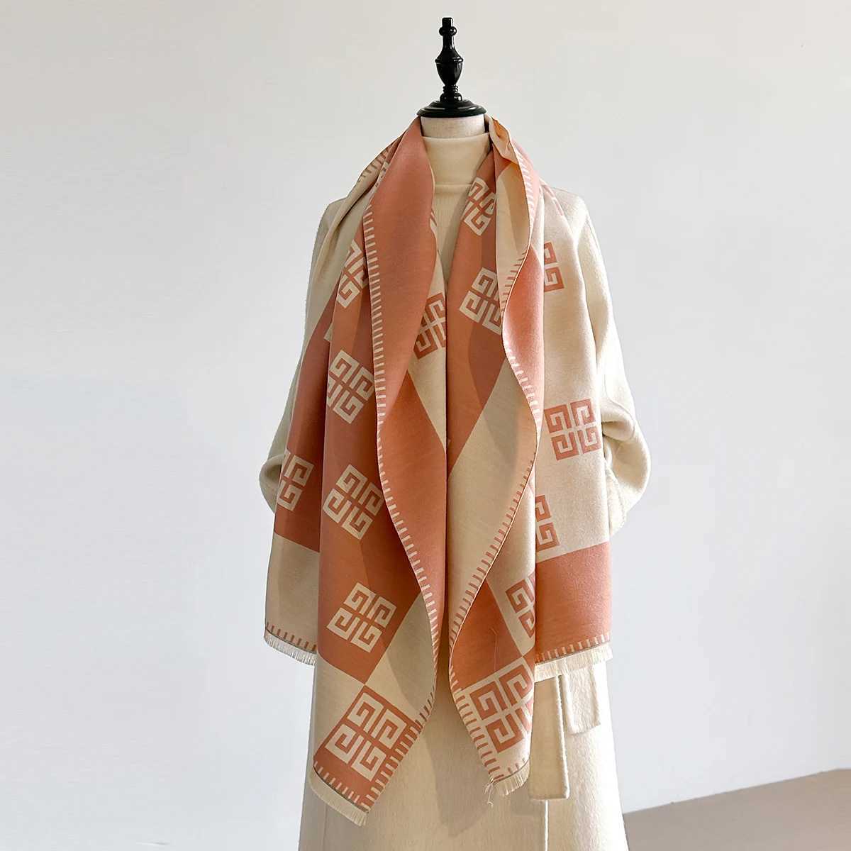 2025 Latest Design Winter TwoSided Jacquard Cashmere Scarves High Quality Women Thicken Wrap Shawl Ladies Wool Scarf C251031