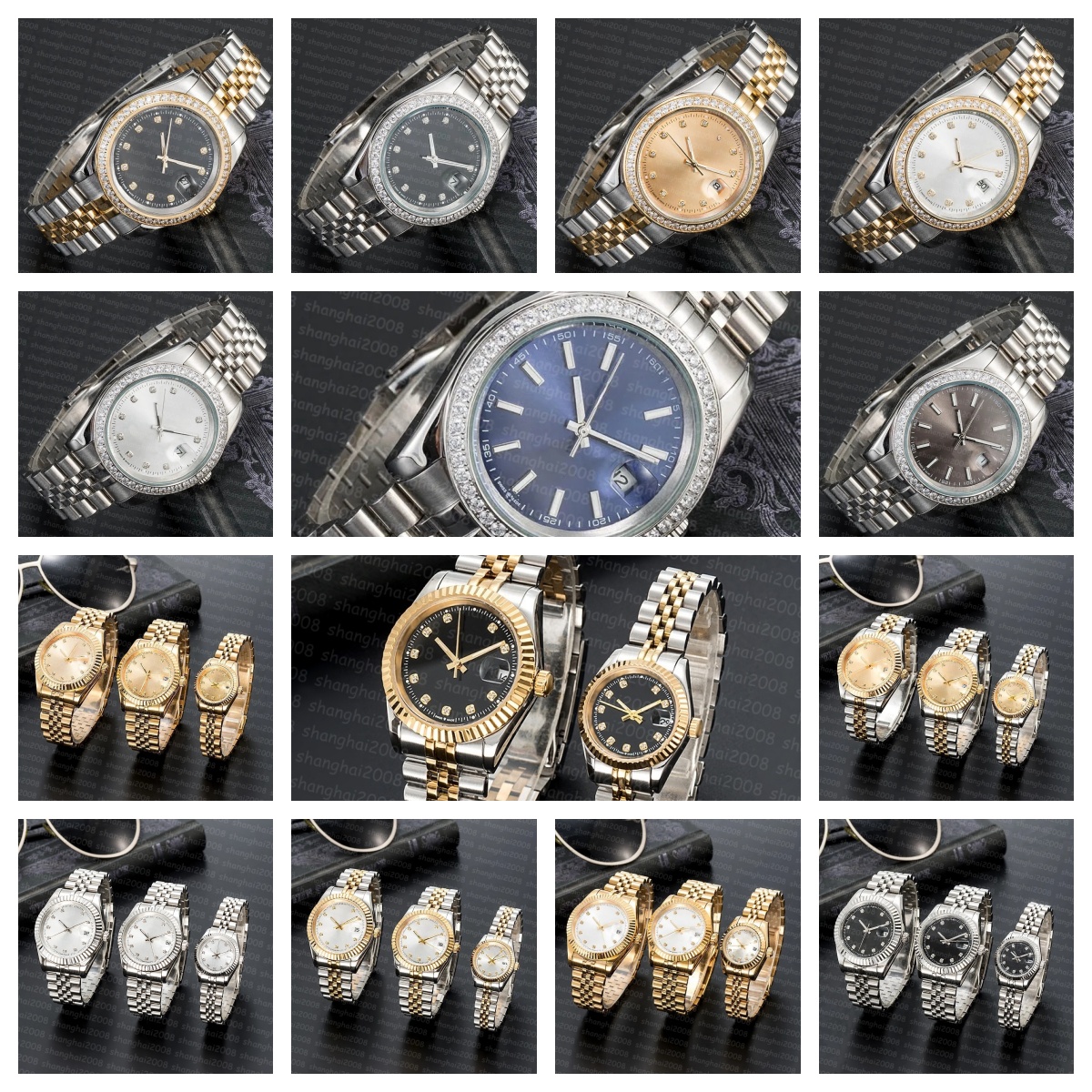 (Watches Color As Pics show) De Luxury Mens Womens Watches Automatic Mechanical Watch Round Wristwatch Dial Stainless Steel Strap Brand Watch 17498_96