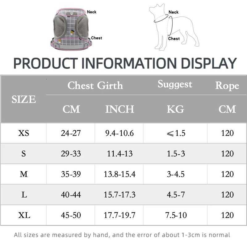 Puppy Harness Pet Chest Strap Set Reflective Dog Mesh Vest Breathable Dogs Cat Harness for Chihuahua French Bulldog Pet Supplies C251031