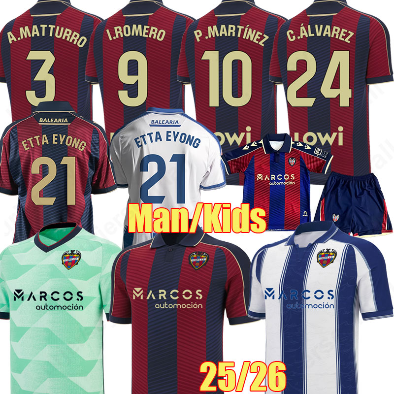 2025 2026 Levante UD Soccer Jersey ETTA EYONG A MATTURRO I ROMERO Levante kids Football Shirt P MARTINEZ IKER 25 26 C ALVAREZ Jerseys O REY camiseta de futbol kids Men kit