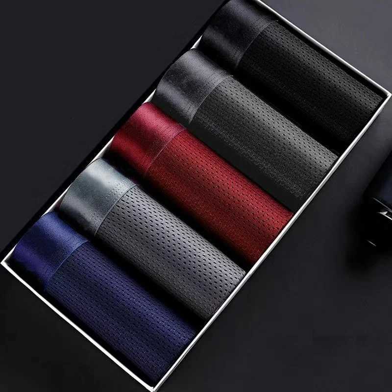 5PcsLot Mens Underwear Mens Business Ice Silk Mesh Underwear Summer Cool Sexy Breathable Antibacterial Underwear Large SizeT251031