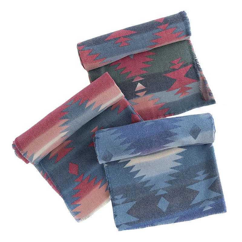 Geometric Ethnic Style Jacquard Imitation Cashmere Scarf for Women High Grade Tassel Elegant Autumn and Winter Warm Shawl C251031
