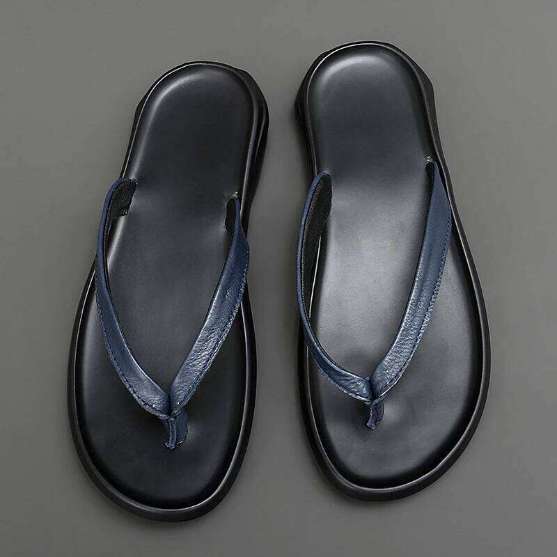 Flats Flip Flop Genuine Leather Men Slippers Summer Top Brand 2024 New Fashion Man Designer Beach Flip-flops Light Comfortable