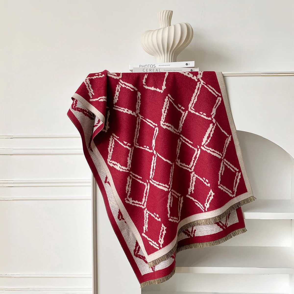 New Design Women Winter Cashmere Jacquard Scarf Female Thick Blanket Soft Bufanda Warmth Tassel ShAWl Kerchief 2025W251030