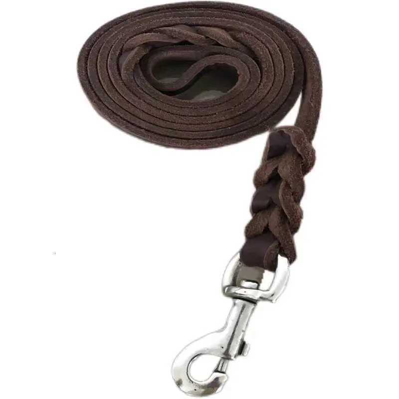 Genuine Leather Dog Leash Top Grain Cowhide Training Lead with Heavy Duty Clip Handcrafted Pet Leash for Medium Large Dogs C251031