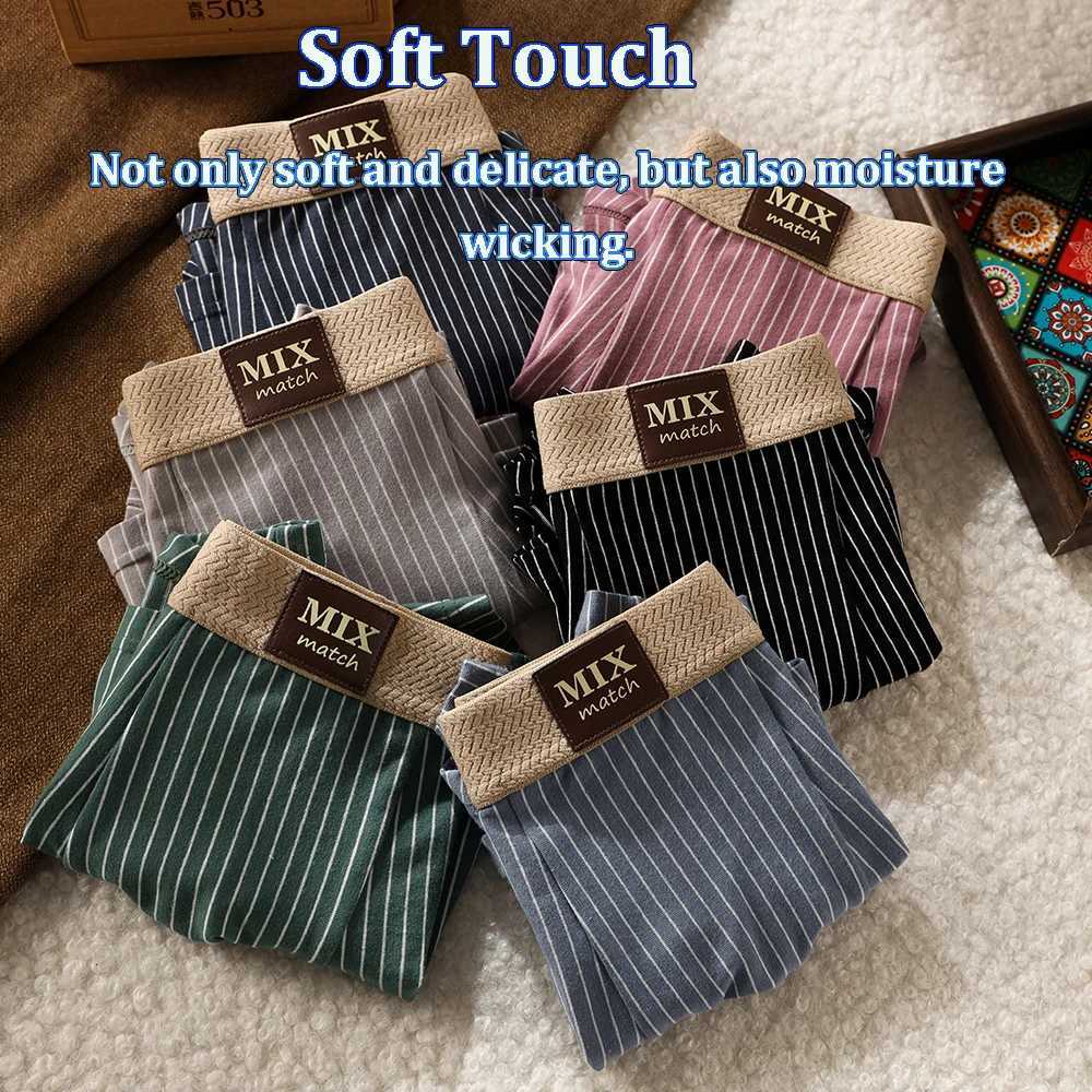 3PCSPack Fashion Knit Striped Mens Panties 100 Cotton Hygroscopic Breathable Crotch Boxer High Elastic Soft Underwear For ManT251031