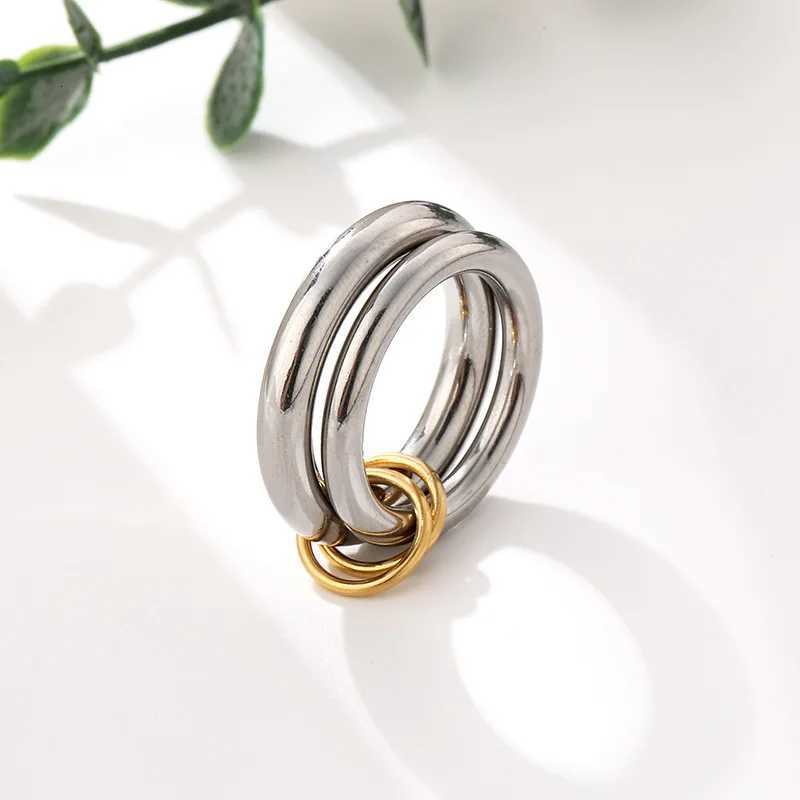 Stainless Steel Hollow Irregular Geometric Ring for Women Unique Design Waterproof Golden Fashion Charm Jewelry GiftsXJ251031