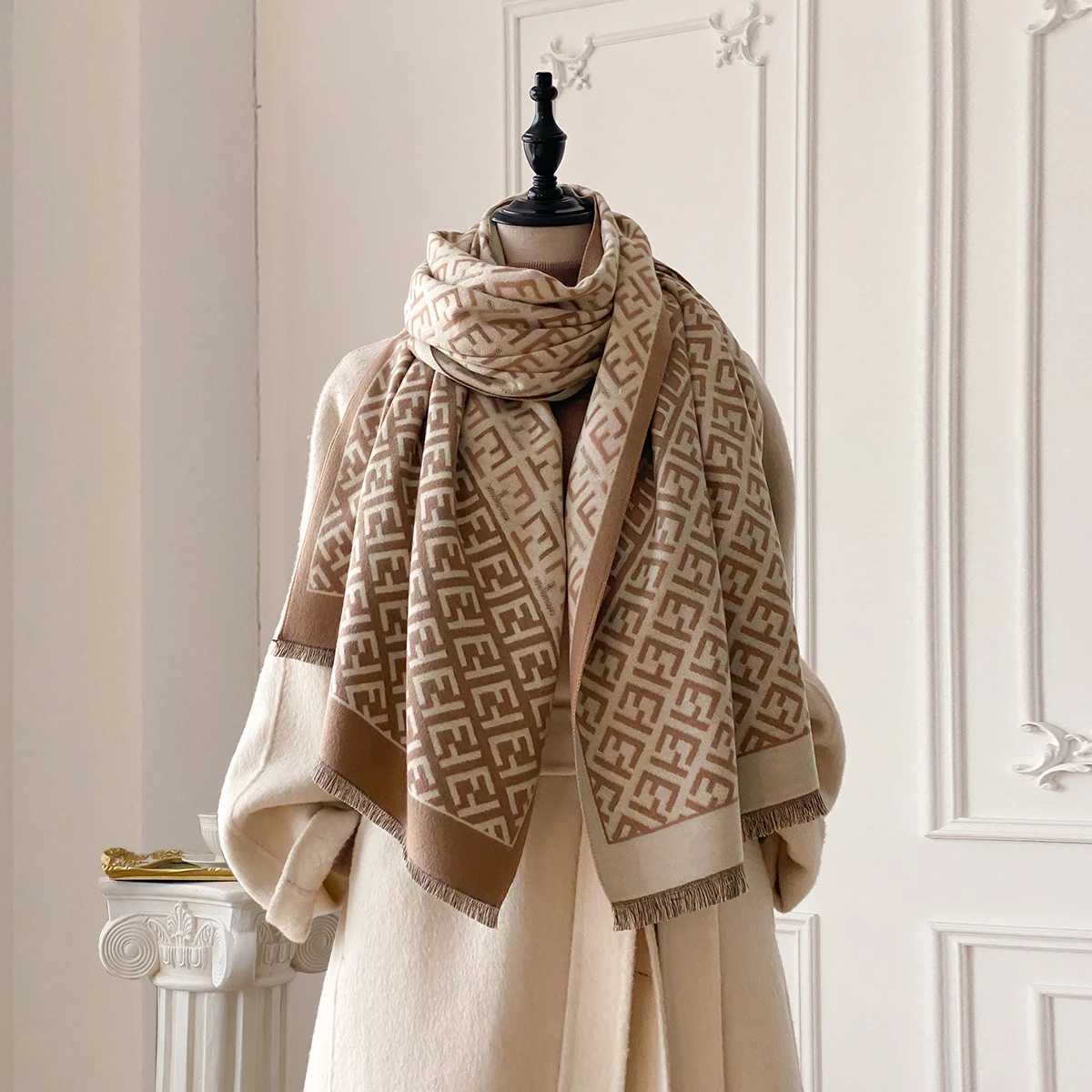2025 New Luxury Brand Women TwoSided Print Scarf Soft Warm Shawl Winter Outdoor Coldproof Windproof Blanket Scarf C251031