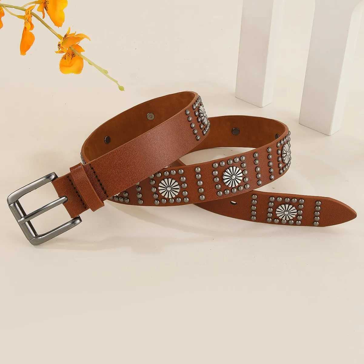 European and American Fashion Punk Style Metal Flower Accessories Claw Nail Street Personality Trend Matching Jeans BeltW251030