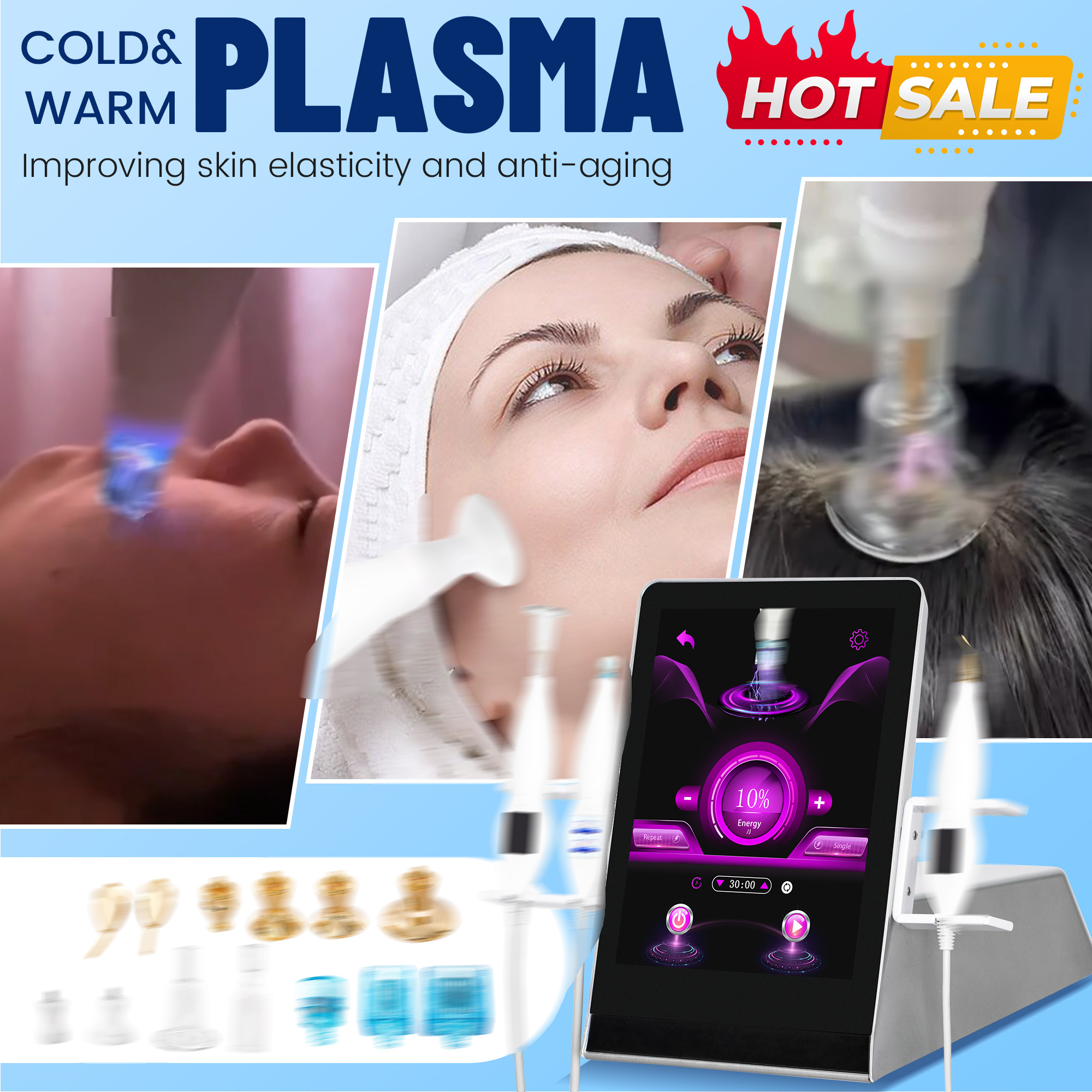 Hot and Cold Plasma Pen 8 in 1 Skin Care Device Eyelid Lifting Wrinkle Treatment Anti Aging Acne Scar Removal Professional Beauty Machine