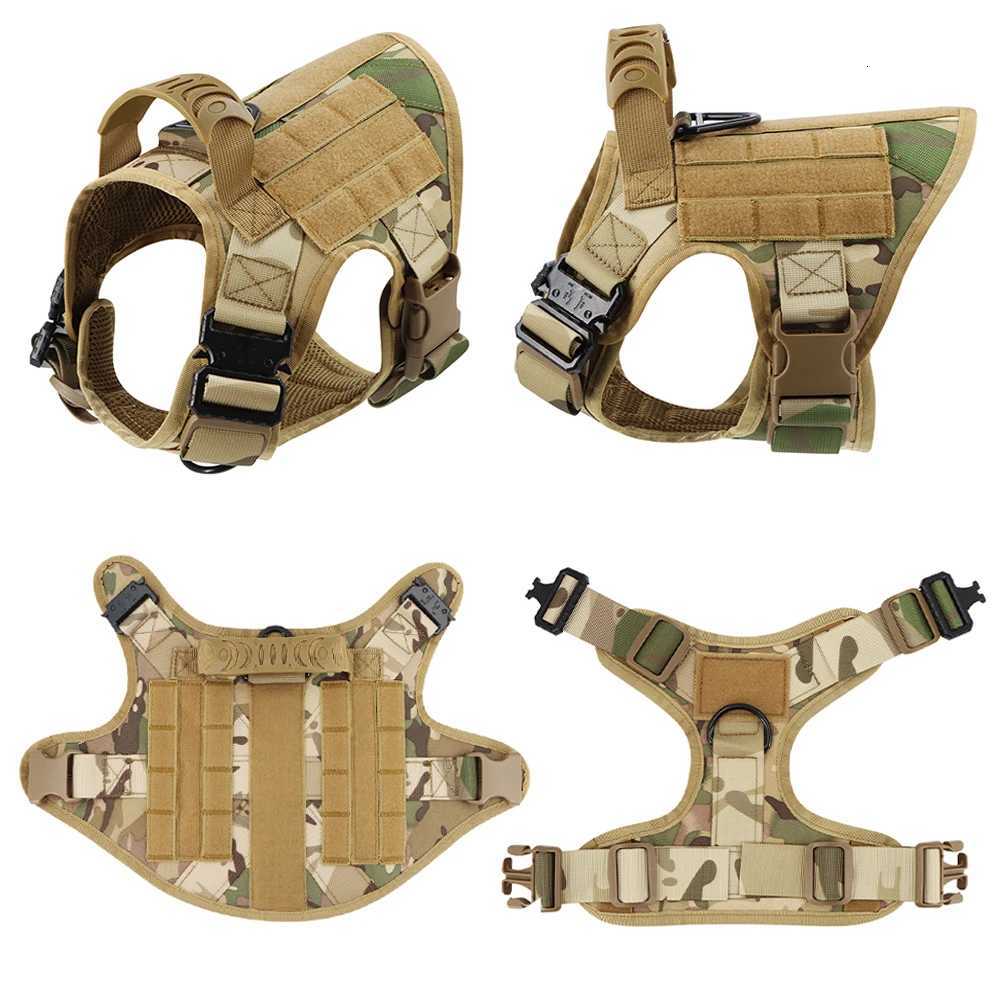 Dog Harness Leash Collar Patches Set for Medium Large Dogs Military Pet Vest Adjustable Tactical Dog Harnesses Training Walking C251031