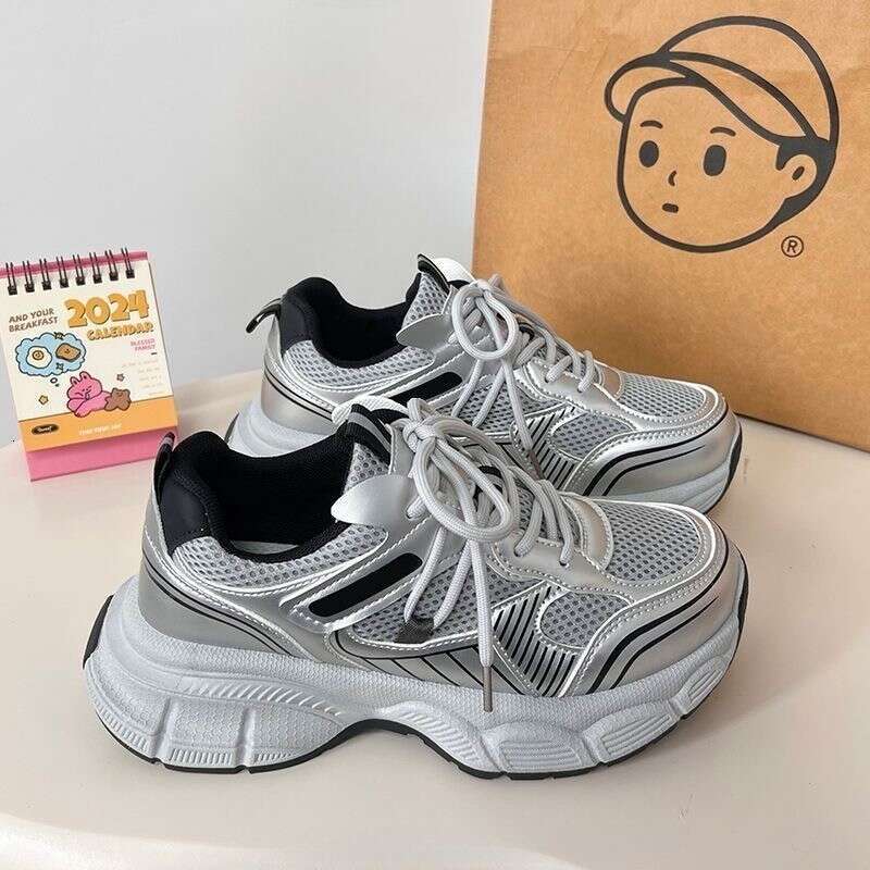 Casual All-Season Double Mesh Breathable Dad Shoes for Designer Shoe Women 2025 New Fashionable Height-Increasing Sneakers