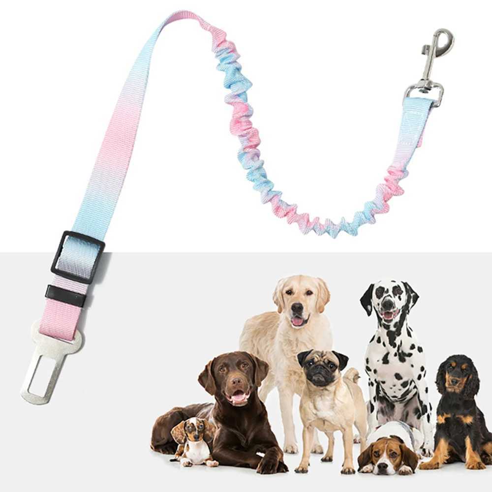 Car Seatbelt Pet Leash for Dogs Adjustable Vehicle Safety Tether CrashProof Travel Harness Clip for Small Medium Large Dogs C251031