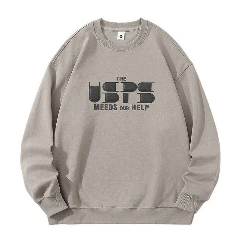 Mens hoodie autumn fashion brand mens 2024 new loose round neck long sleeved shirt J251021