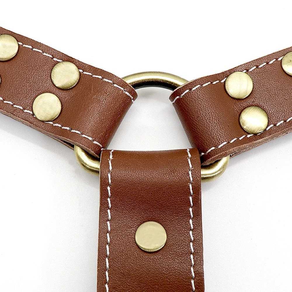 Luxury leather dog harness brown soft leather medium size dog harness adjustable for Alaskan Bulldog walking training C251031