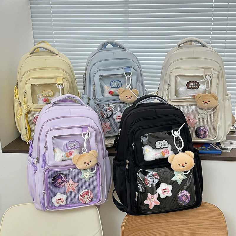 Japanese Style Kawaii Backpack Girls Transparent Ita Bag Women Large Capacity Backpack Fashion School Bag for College Student JK W251031