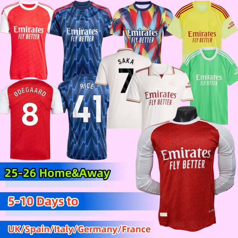 25 26 SAKA EZE Soccer Jerseys GYOKERES RICE soccer long sleeve jerseys HAVERTZ MADUEKE ODEGAARD 2025 2026 Gunners SALIBA TROSSARD Football Shirt Men Kids Kit