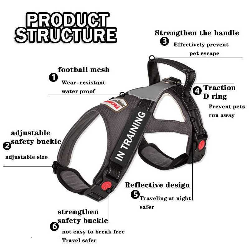 Personzed dog name dog harness no tension reflective breathable Labrador dog harness large dog outdoor walking training C251031