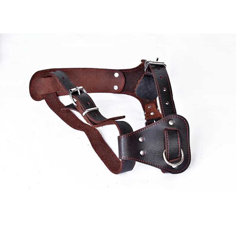 Natural leather dog harness dog leather collar with adjustable chest circumference suitable for Samoyed Husky Alaska Snow Dog C251031