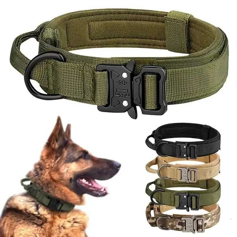 Tactical Dog Collar for Medium Large Dog Outdoor Training Nylon Collar with Metal Buckle Breathable Reflective Pet Safety Collar C251031