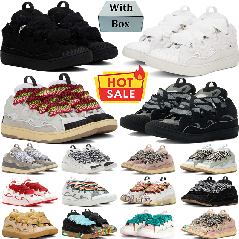 With Box designer men women shoes Platform leather curb sneakers embossed Black White Pink Red Blue Low luxurys mens trainers