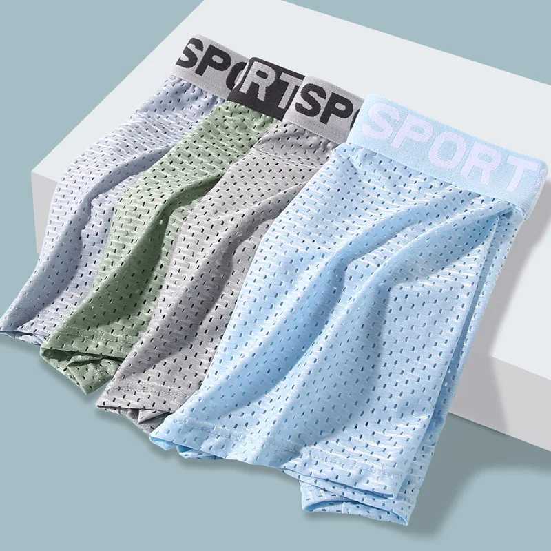 Mens Ice Silk Mesh Boxers Breathable Mesh Four Corner Pants Panties Shorts Summer Boxer Shorts Male Comfortable UnderpantsT251031