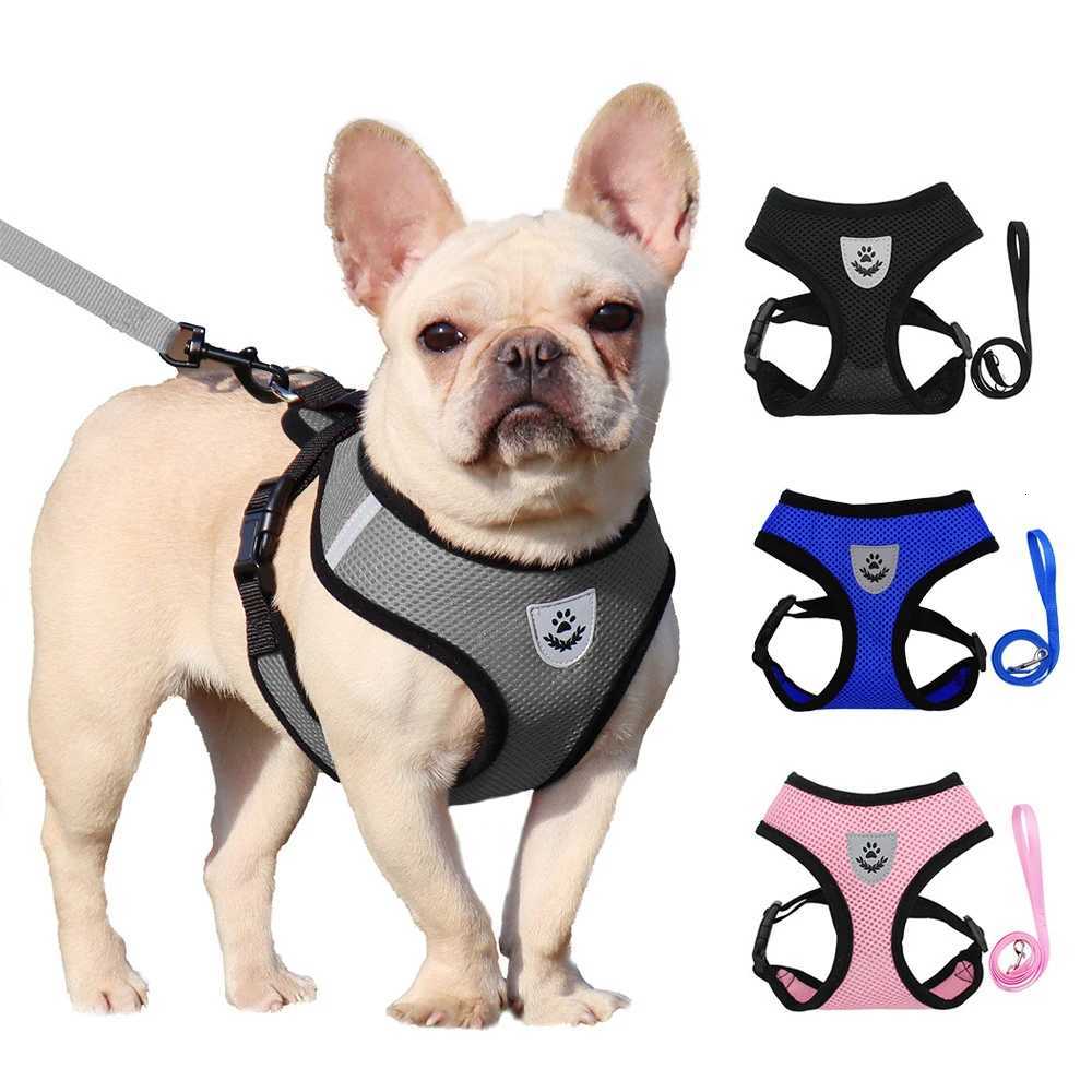 Pet Puppy Harness Leash Set for Small Dogs Cats Reflective Breathable Dog Chest Strap Walking Yorkie Vest Traction Rope Supplies C251031