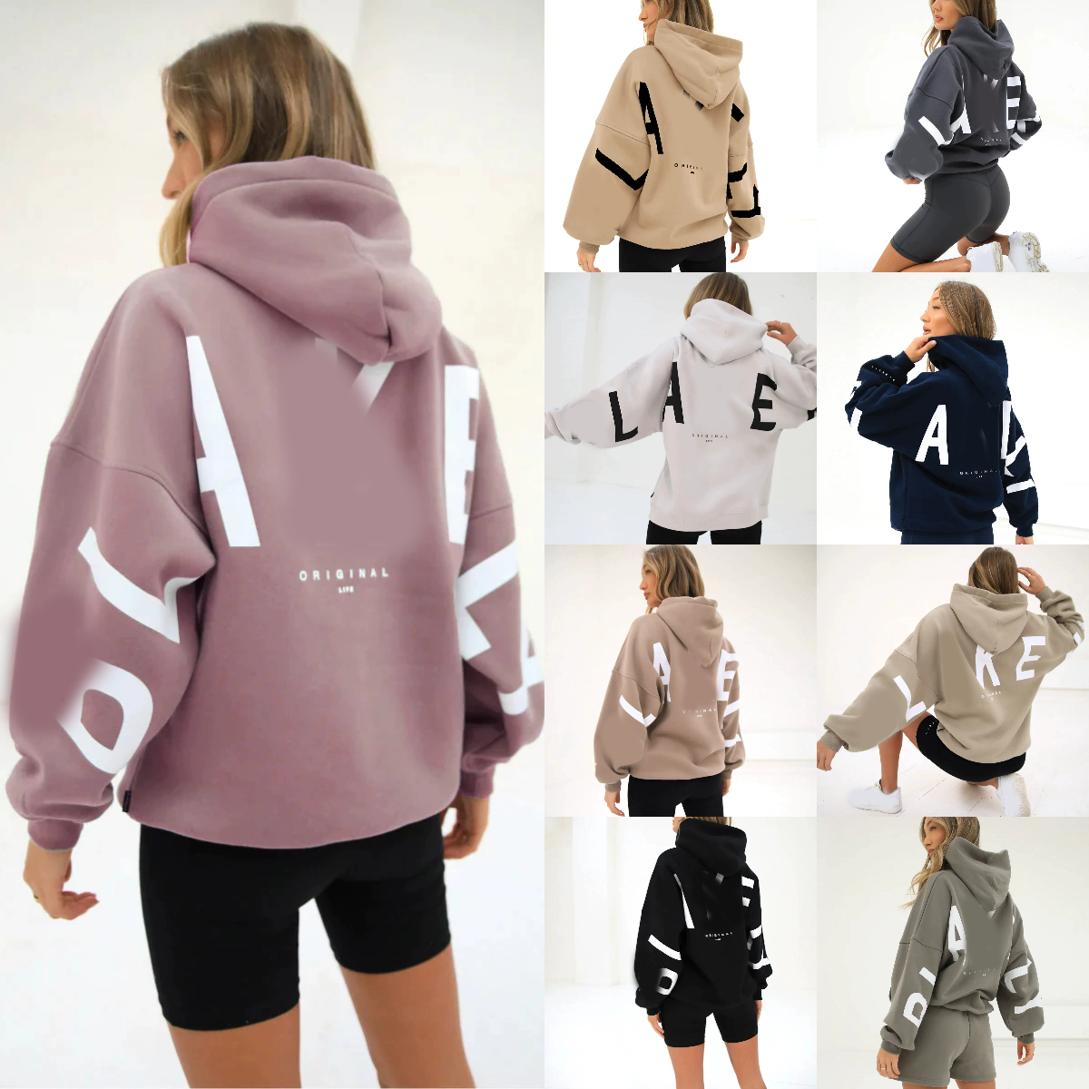 Women Retro Letter Print Hoodies Oversized Sweatshirt Women Harajuku Y2K Trendy Hoodie Streetwear Tops Chic Colorful Versatile Casual Tops