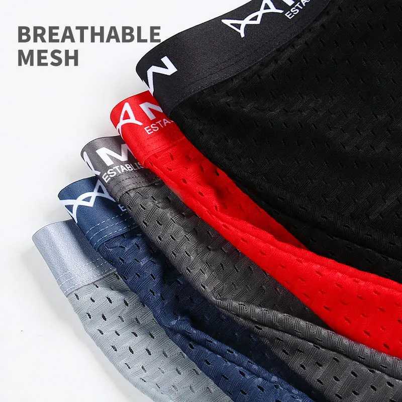 MiiOW 346Pcs Mesh Breathable Men Boxer Briefs Ice Silk Underwear Graphene Antibacterial Men Panties Underpants Man BoxershortsT251031
