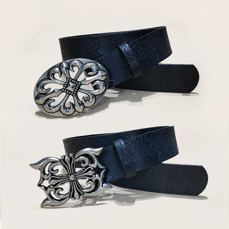Mens Belt Bohemian Style Vintage Oval Hollow Buckle Punk Rock Y2K Belt For Women Hip Hop Gothic Accessories Jeans WaistbandW251030