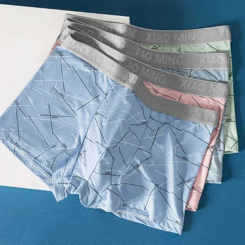 Fashion Thin Breathable Cotton Crotch Line Middle Waist Milk Silk Boxers Letter Comfortable Underwear Men Panties ShortsT251031