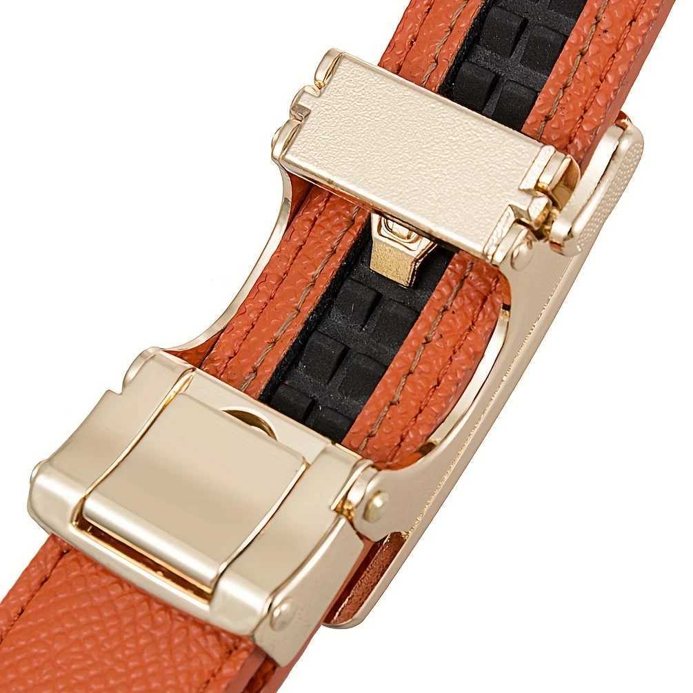 2025 New Womens Alloy Automatic Buckle Microfiber Hollow Belt Casual Jeans Decorative Waist Chain Light Luxury Allmatch DesignW251030