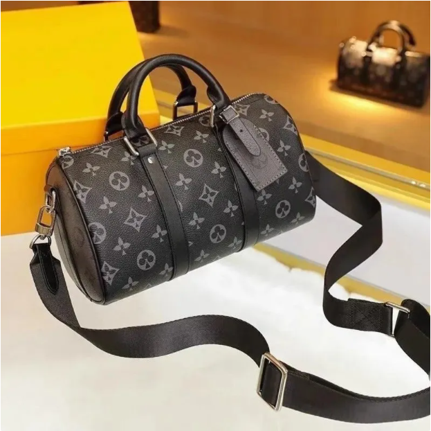 CITY KEEPALL Men's Shoulder Bag Designer Brand Fashion Black Flower Canvas Leather Crossbody Bag No Handle Design Keep Man Boston Bag Pillow Bag sacoche homme tn